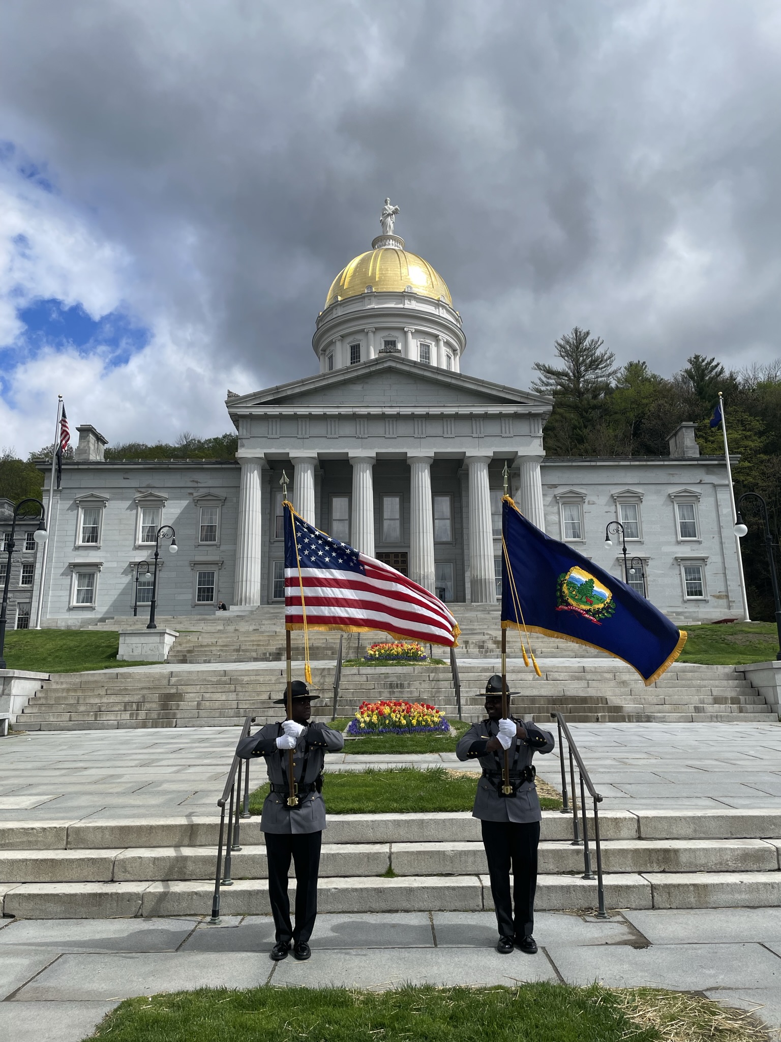 Photo of Corrections Honor Guard outside the Vermont Statehouse.